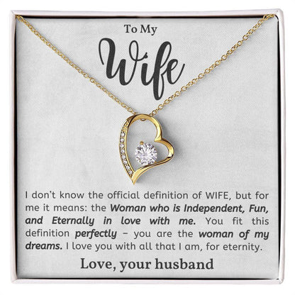 To My Wife - Love Heart Necklace - I Love You for Eternity Message Card Gift