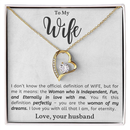 To My Wife - Love Heart Necklace - I Love You for Eternity Message Card Gift