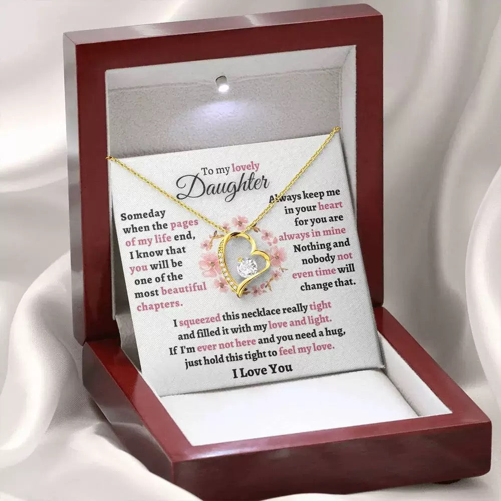 To My Daughter - Love Heart Necklace - You Are Always In My Heart Message Card Gift