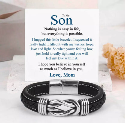 To My Son - Linked Bracelet - I Believe You Message Card Gift