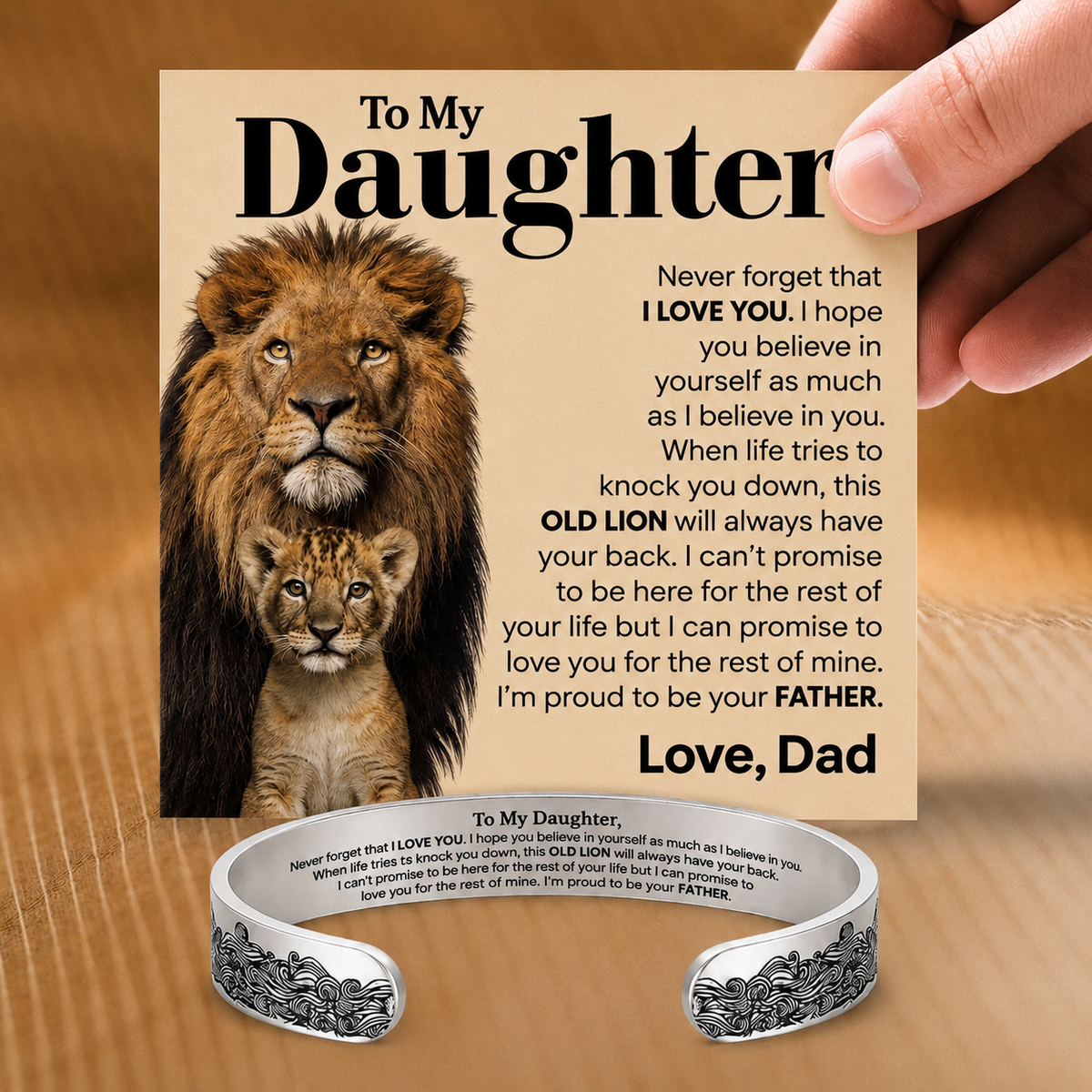 Proud Of You - Engraved Cuff Bracelet Gift for Daughter from Dad