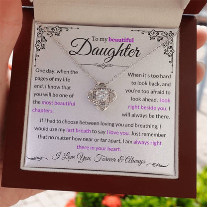 To My Daughter - Love Knot Necklace - Love You Forever Message Card Gift