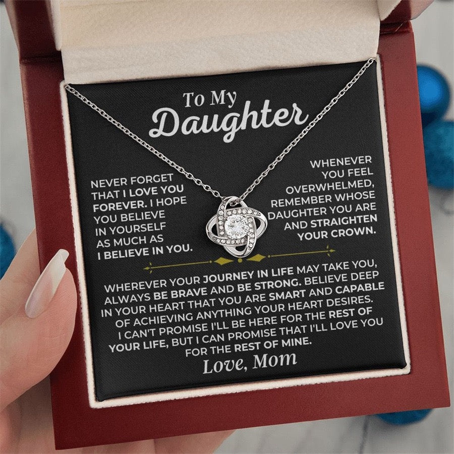 To My Daughter from Mom - Love Knot Necklace - Love You Forever Message Card Gift