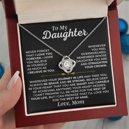 To My Daughter from Mom - Love Knot Necklace - Love You Forever Message Card Gift