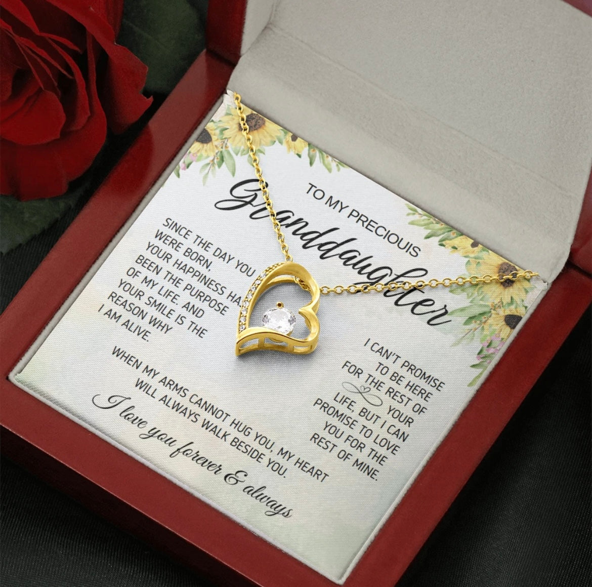 To My Granddaughter - Love Heart Necklace - My Heart Walks Beside You Gift