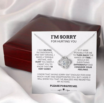 To My Love - Love Knot Necklace - I Am Sorry for Hurting You Message Card Gift