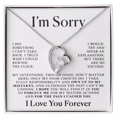 To My Love - Love Heart Necklace - I Am Sorry Message Card Gift
