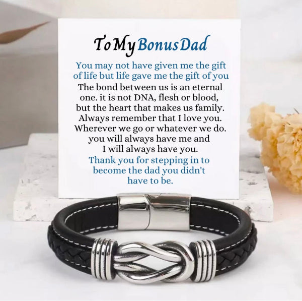 To My Bonus Dad - Linked Bracelet - Life Gave Me the Gift of You Message Card Gift
