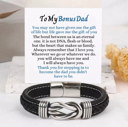 To My Bonus Dad - Linked Bracelet - Life Gave Me the Gift of You Message Card Gift