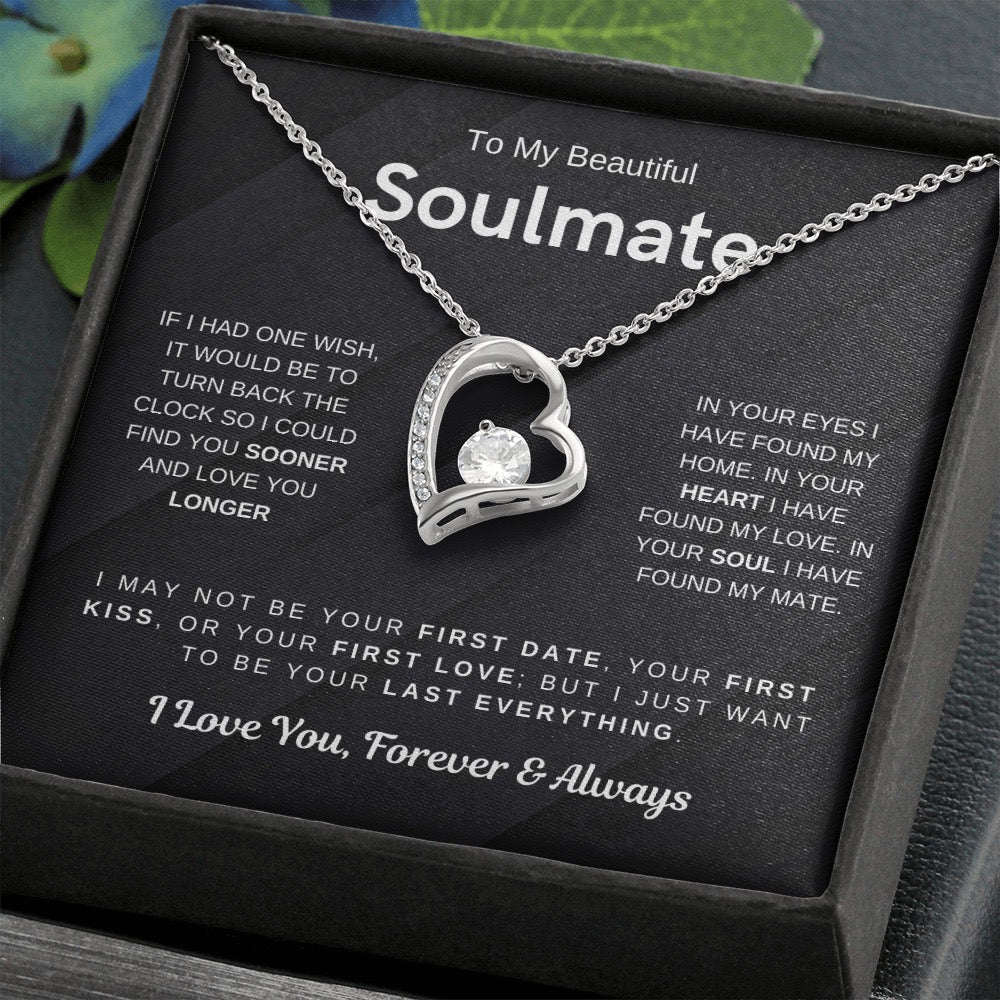 To My Soulmate - Love Heart Necklace - Love You Always Message Card Gift