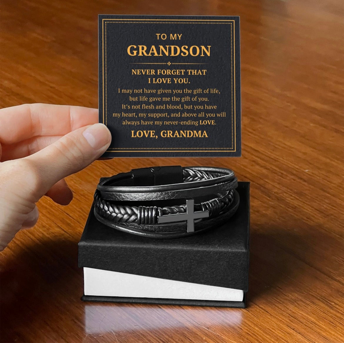 You Are Loved More Than You know - Cross Bracelet Gift for Grandson
