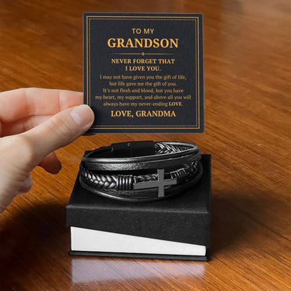 You Are Loved More Than You know - Cross Bracelet Gift for Grandson