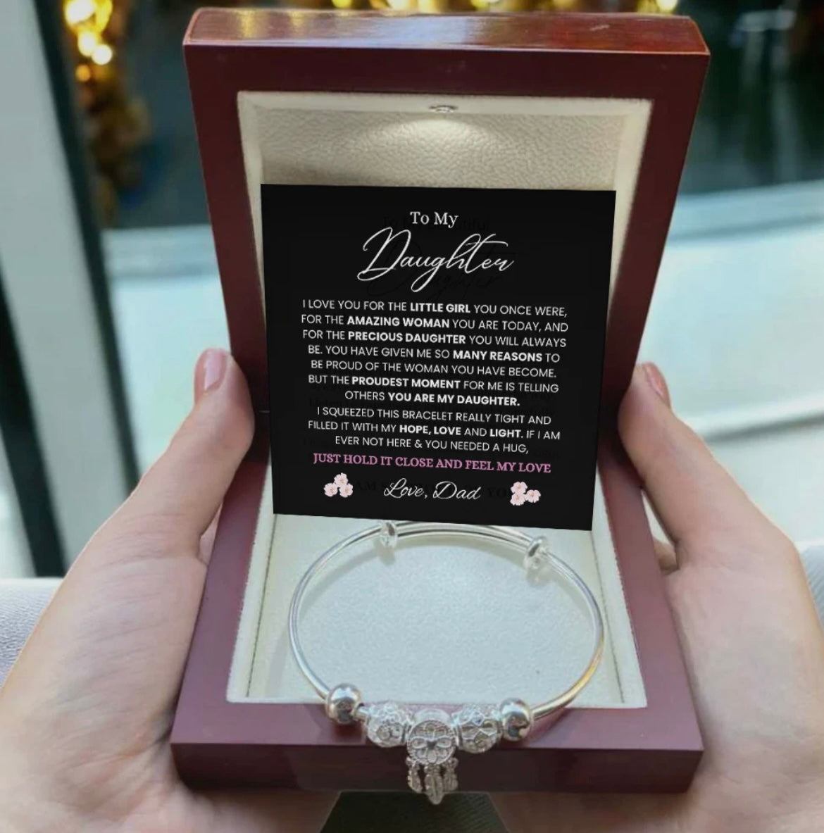 To My Daughter - Dreamcatcher Bracelet - Feel My Love  Message Card Gift