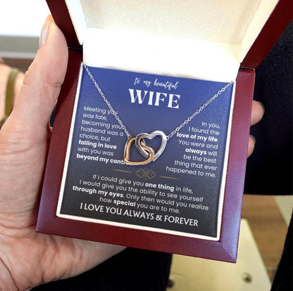 To My Wife - Linked Hearts Necklace - Love You Always Message Card Gift from Husband