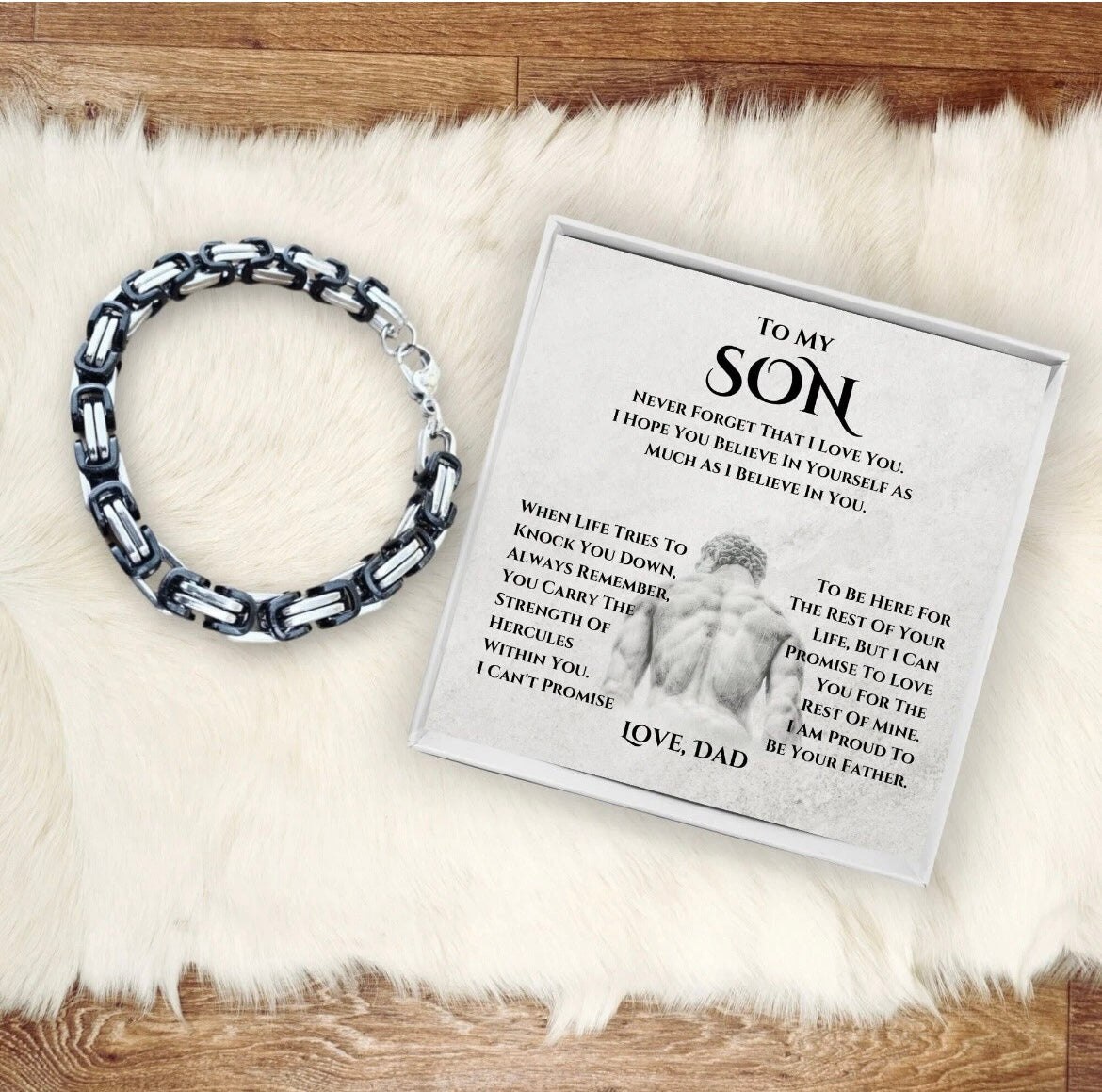 To My Son - Hercules Bracelet - Proud to Be Your Father Message Card Gift