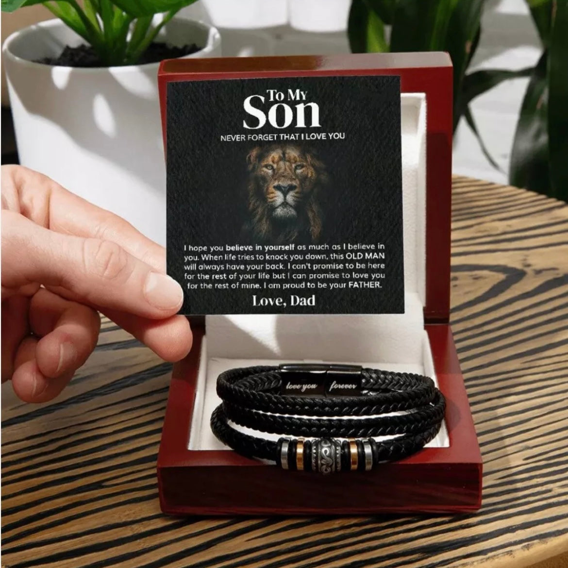 To My Son - Love You Forever Bracelet - Proud to Be Your Father Message Card Gift