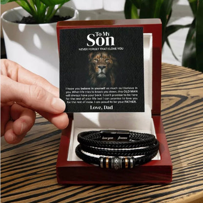 To My Son - Love You Forever Bracelet - Proud to Be Your Father Message Card Gift