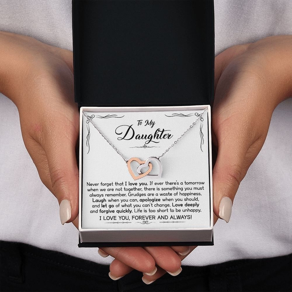 To My Daughter - Linked Hearts Necklace - Love You Forever Message Card Gift