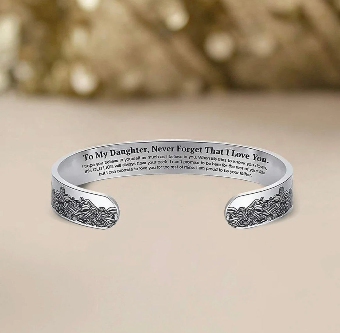 Proud Of You - Engraved Cuff Bracelet Gift for Daughter from Dad