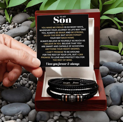 You Make Me Proud - Bracelet Gift for Son from Dad and Mom