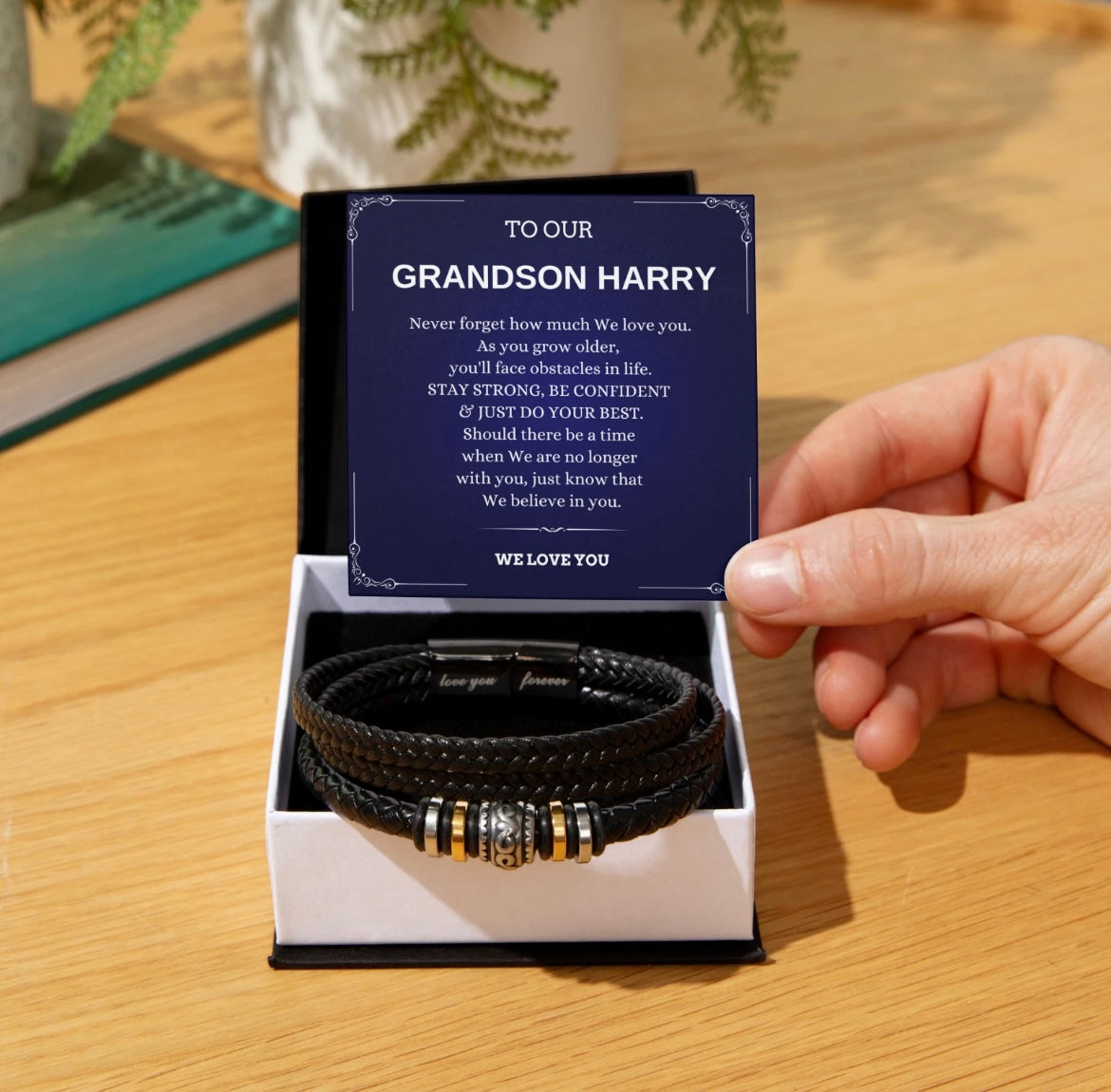To Our Grandson - Love You Forever Bracelet - We Believe In You Message Card Gift