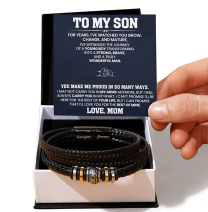 To My Son - Love You Forever Bracelet - Always Carry You In My Heart Message Card Gift