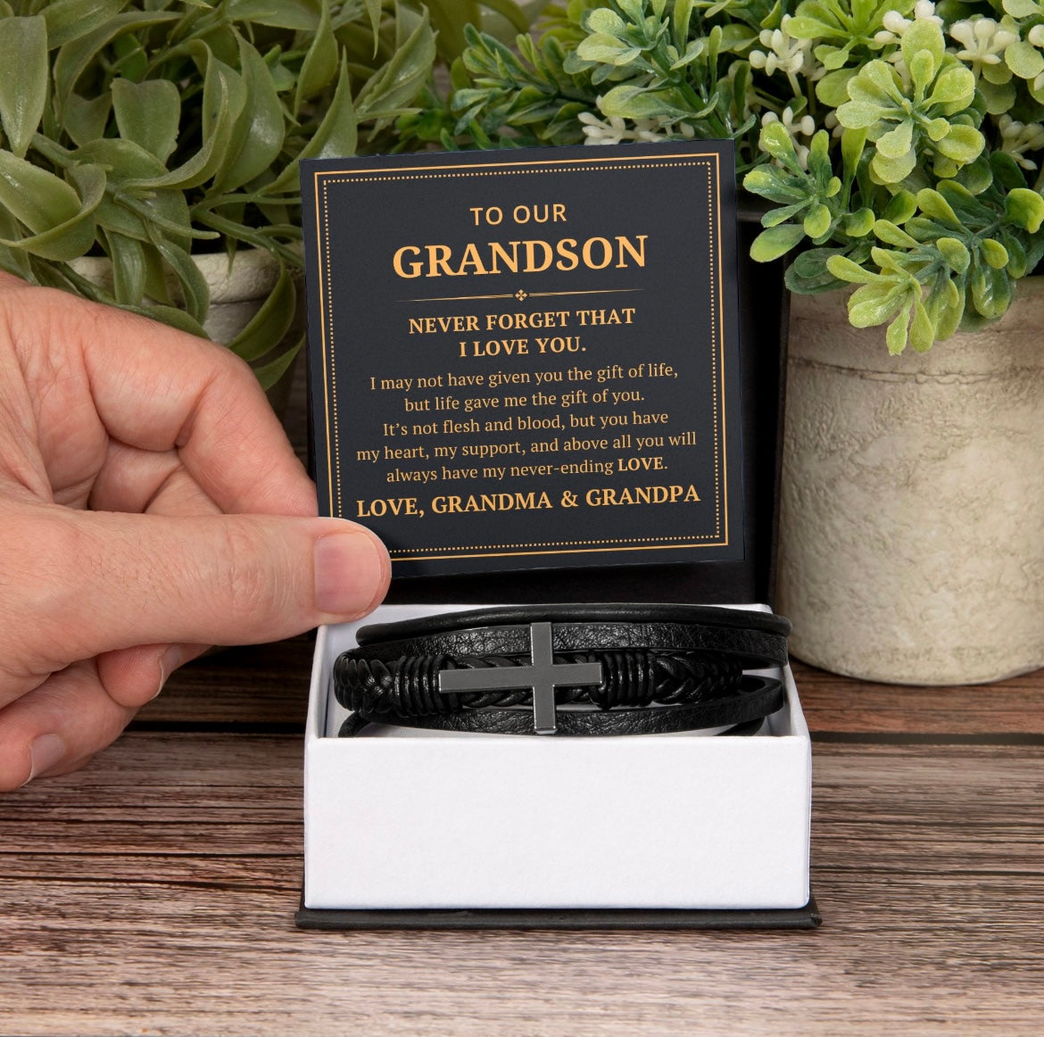 You Are Loved More Than You know - Cross Bracelet Gift for Grandson
