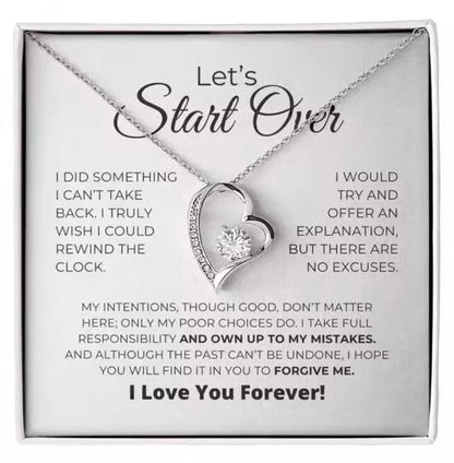 To My Love - Love Heart Necklace - Lets’s Start Over Message Card Gift