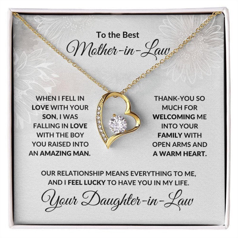 To My Mother In Law - Love Heart Necklace - Lucky to Have You In My Life Gift