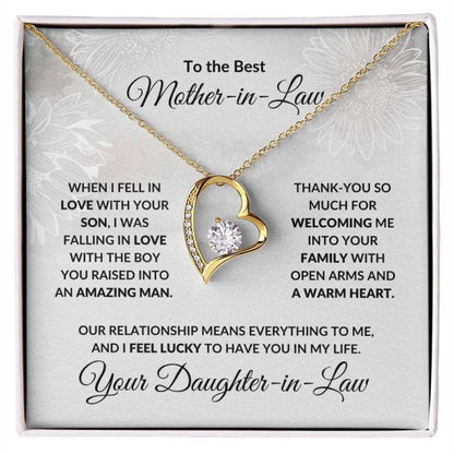 To My Mother In Law - Love Heart Necklace - Lucky to Have You In My Life Gift