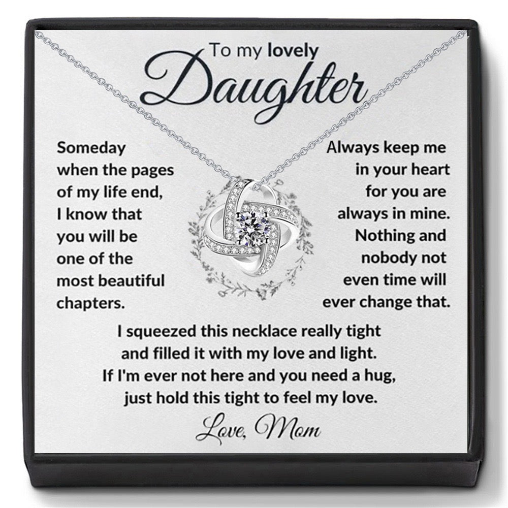 To My Daughter from Mom - Love Knot Necklace Gift - You Are Always In My Heart