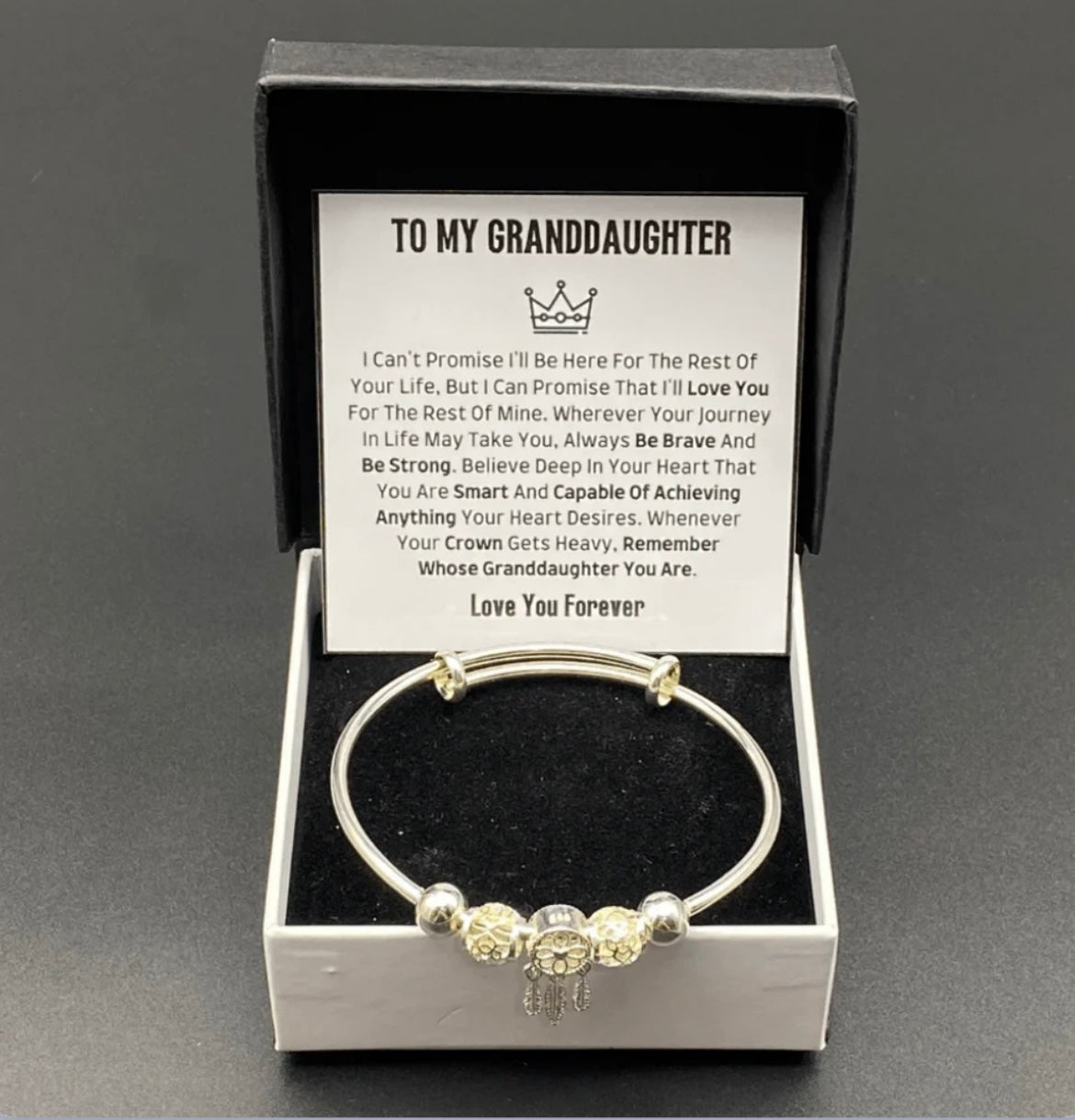 To My Granddaughter- Dreamcatcher Bracelet - Love You Forever Message Card Gift