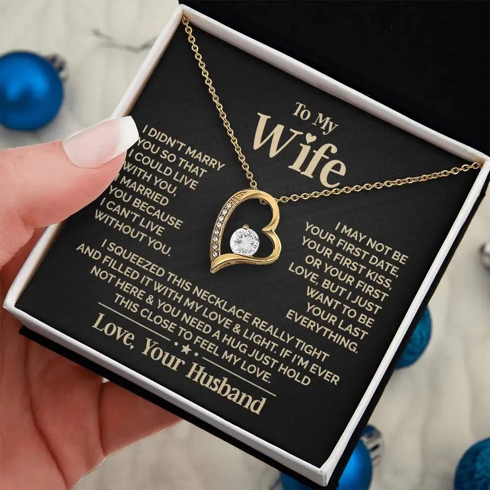 To My Wife Necklace - Love Heart Necklace - Eternal Rose Gift Box