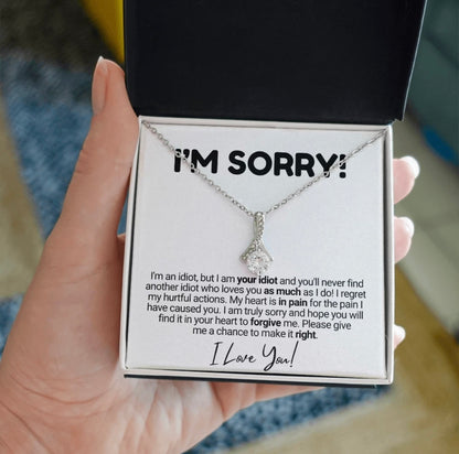 To My Love - Ribbon Necklace - I Am Sorry Message Card Gift