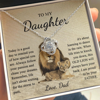 To My Daughter from Dad - Love Knot Necklace - Love You Forever Message Card Gift
