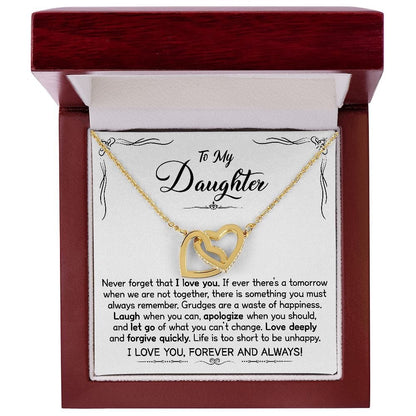 To My Daughter - Linked Hearts Necklace - Love You Forever Message Card Gift