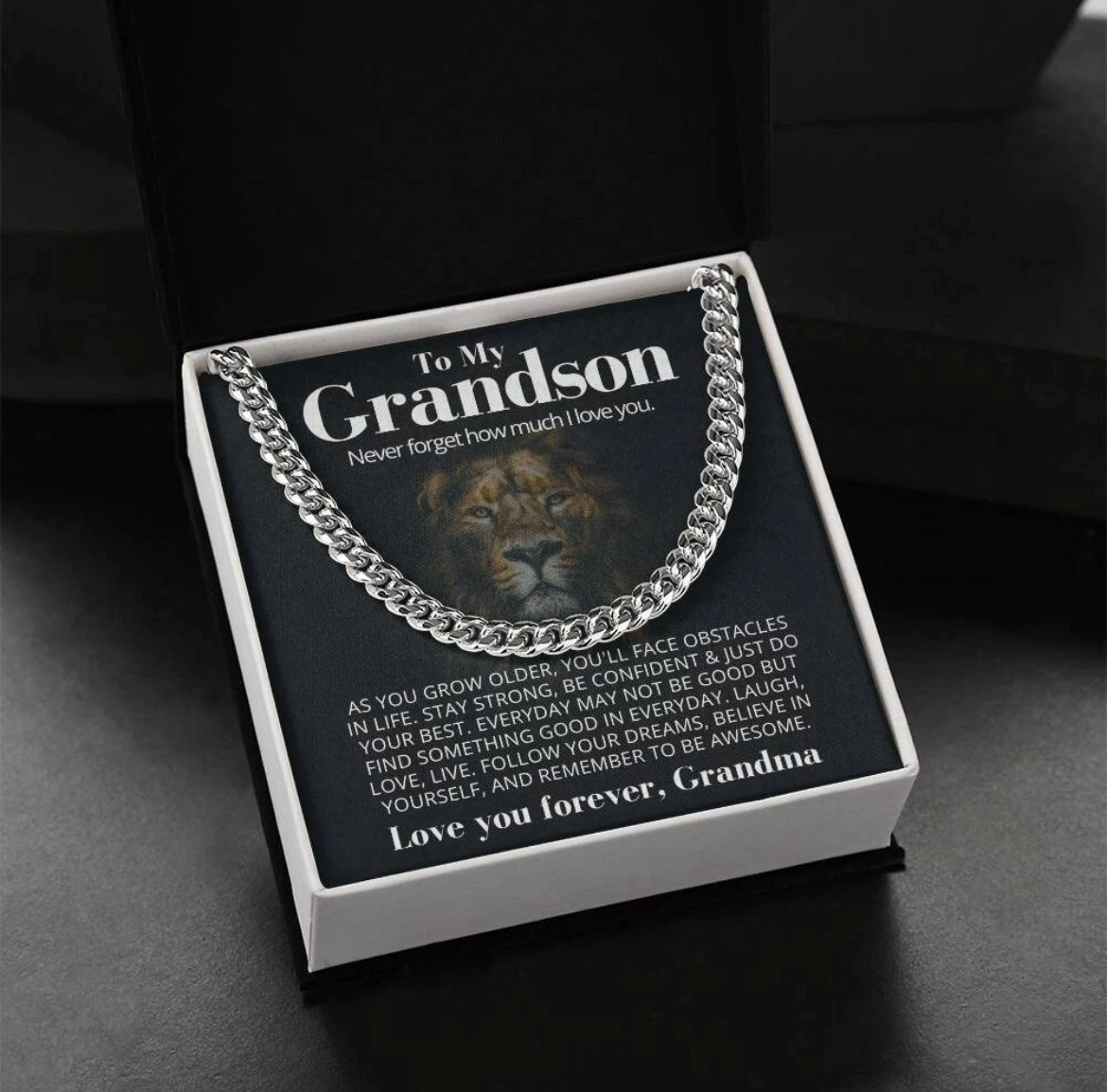 To My Grandson - Cuban Link Necklace - Gift From Grandma