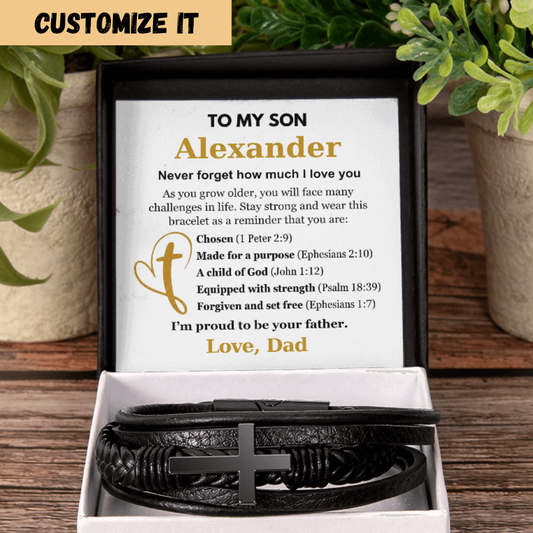 I Am Proud To Be Your Father - Cross Bracelet Gift for Son