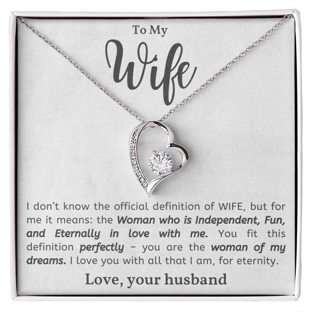 To My Wife - Love Heart Necklace - I Love You for Eternity Message Card Gift