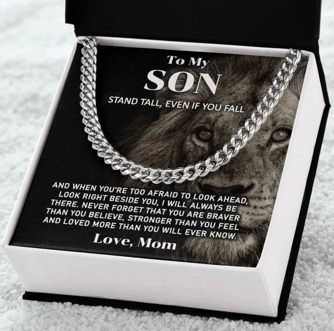 To My Son - Cuban Link Necklace - Look Beside You Message Card Gift