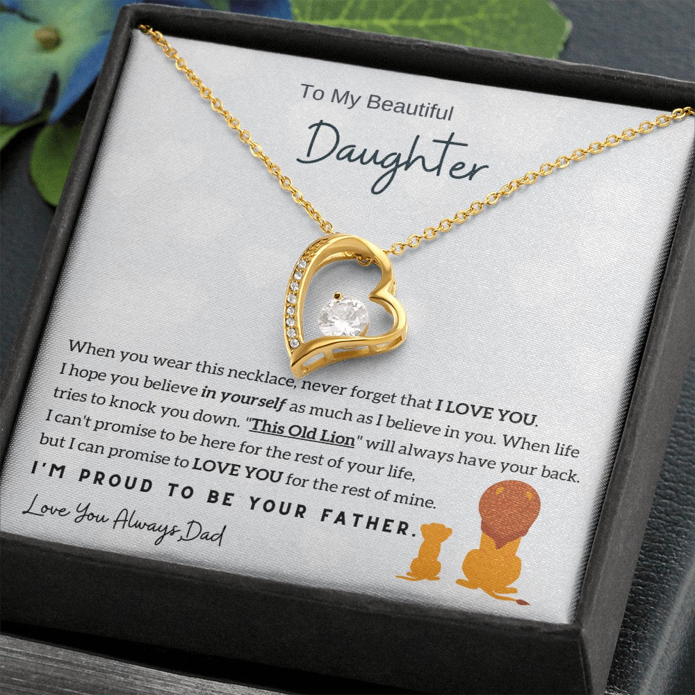To My Daughter - Love Heart Necklace - Proud to be your father Message Card Gift