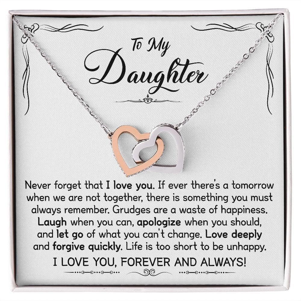 To My Daughter - Linked Hearts Necklace - Love You Forever Message Card Gift
