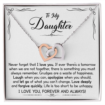 To My Daughter - Linked Hearts Necklace - Love You Forever Message Card Gift