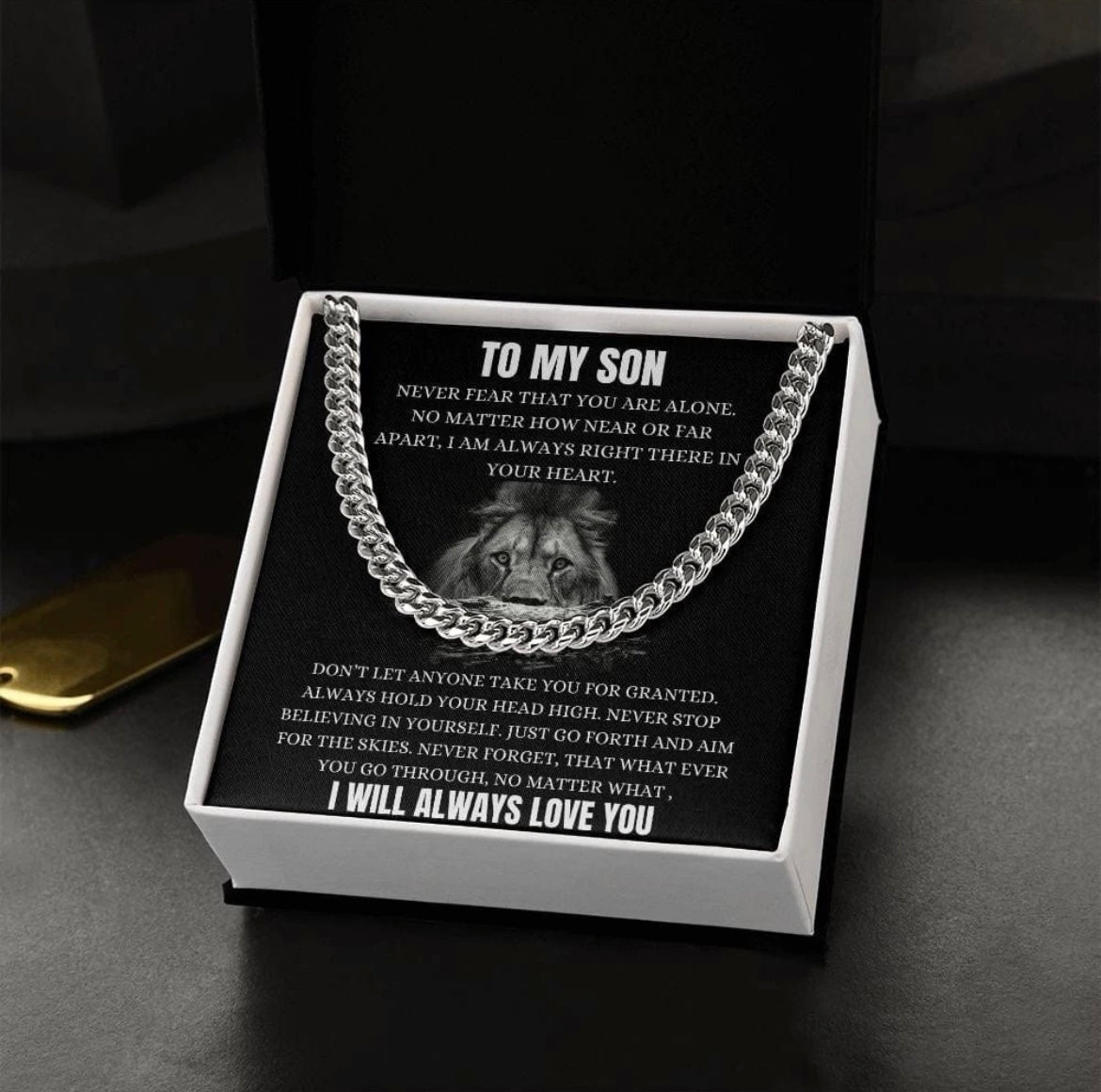 To My Son - Cuban Link Necklace - Always Love You Message Card Gift