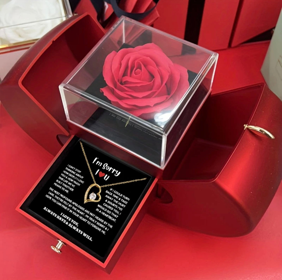 To My Love - Eternal Rose Gift Box - I Am Sorry Message Card Gift