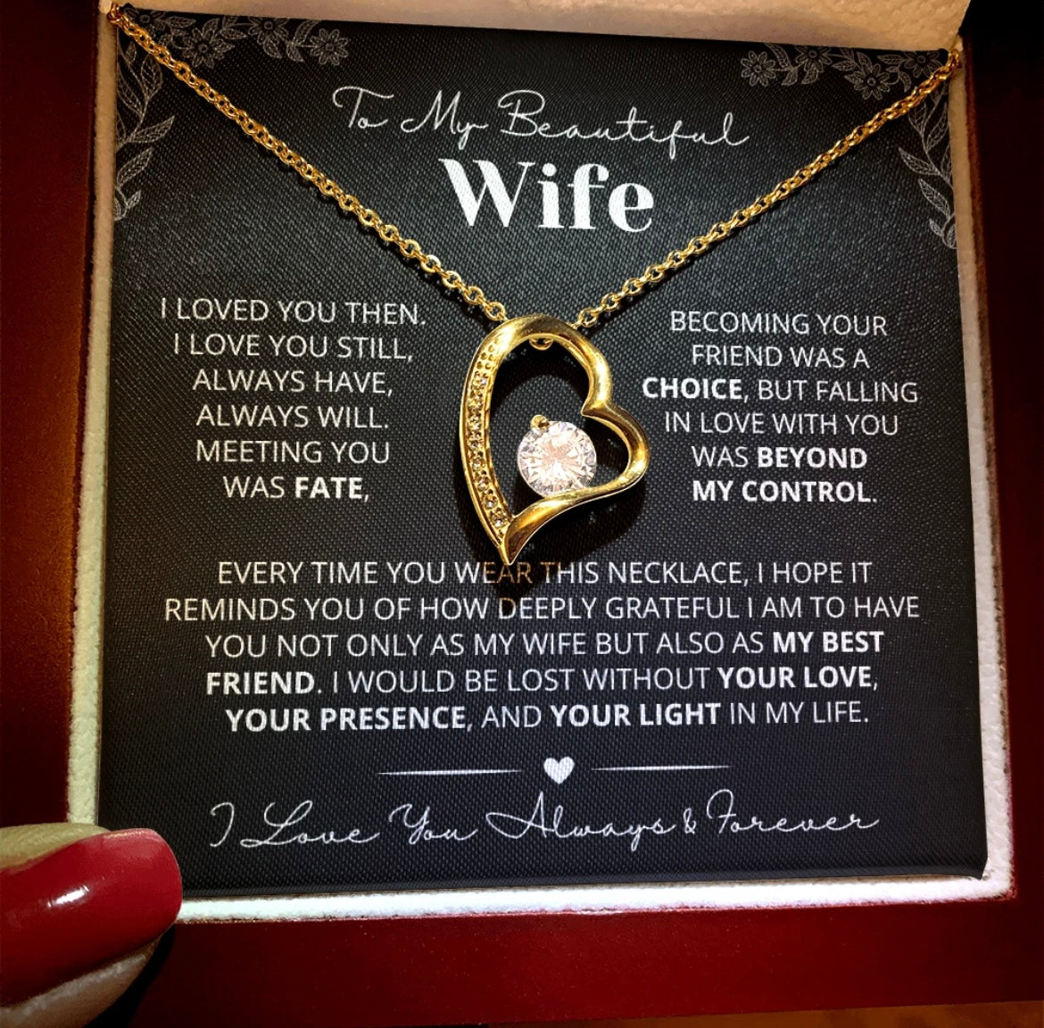 To My Wife - Love Heart Necklace - You Are My Best Friend Message Card Gift from Husband
