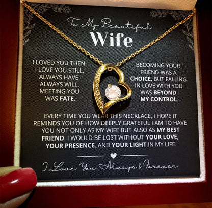 To My Wife - Love Heart Necklace - You Are My Best Friend Message Card Gift from Husband