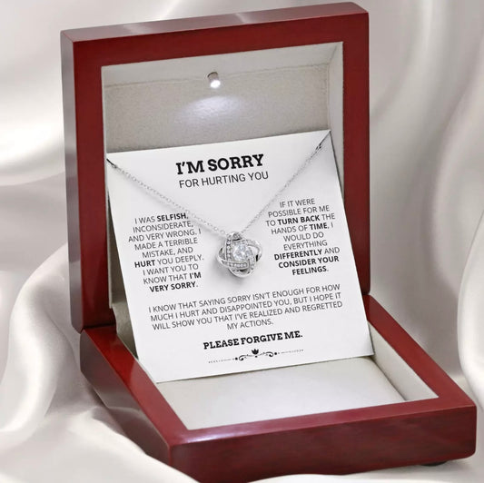 To My Love - Love Knot Necklace - I Am Sorry for Hurting You Message Card Gift