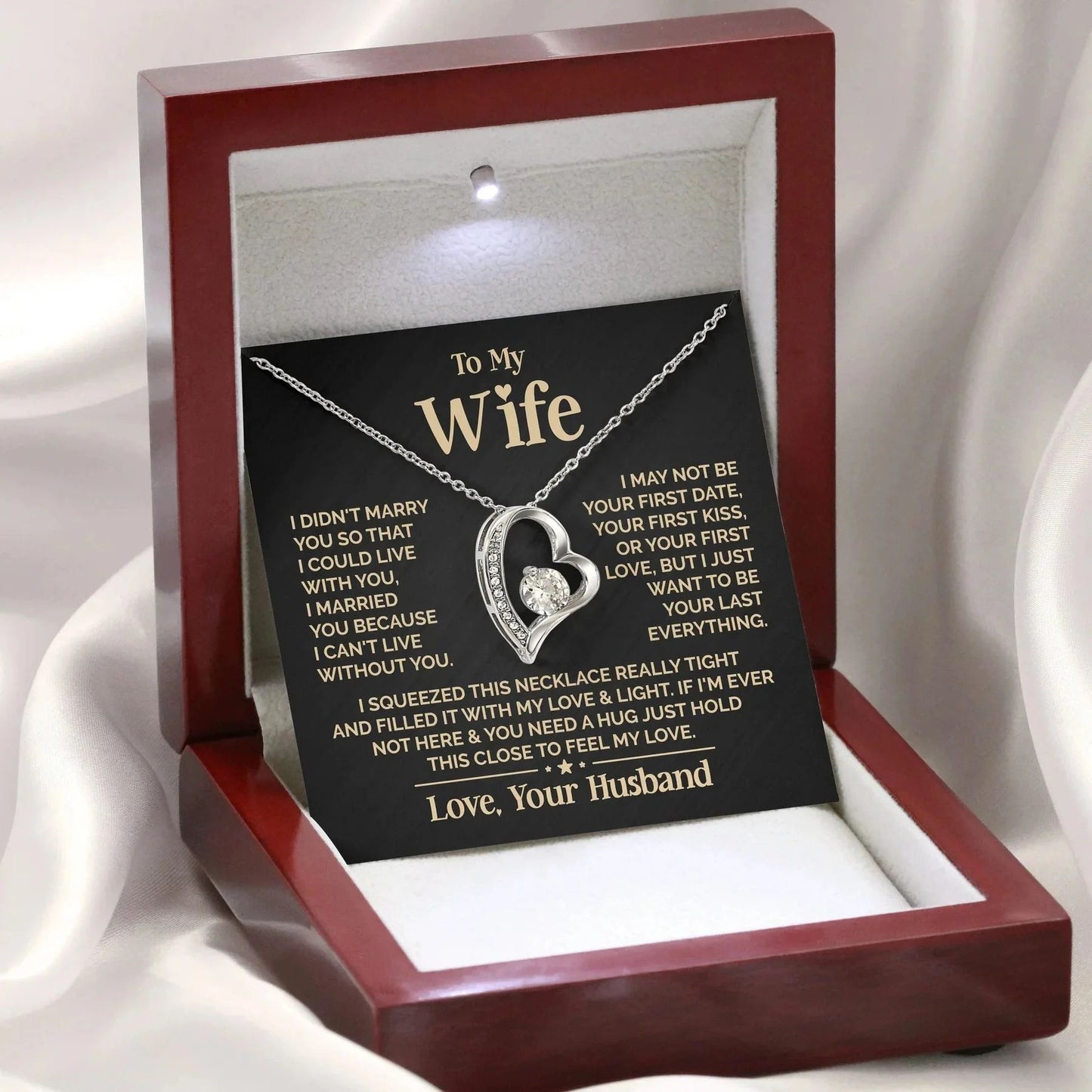 To My Wife Necklace - Love Heart Necklace - Eternal Rose Gift Box