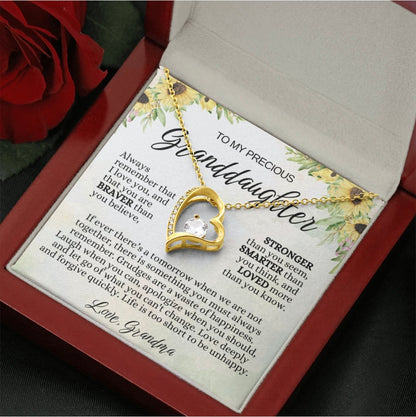 To My Granddaughter - Love Heart Necklace - Loved More Than You Know Gift